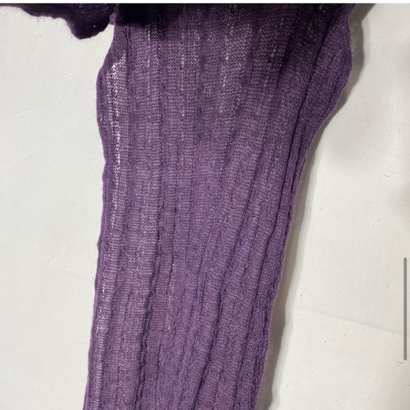 Holt Renfrew Purple Acrylic Mohair Wool Long Cable Knit  Scarf - Picture 9 of 13